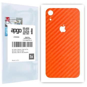 Folia naklejka skórka strukturalna na TYŁ do Apple iPhone XR -  Carbon Pomarańczowy - apgo SKINS - apgo
