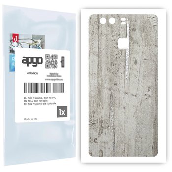 Folia naklejka skórka strukturalna na TYŁ do Huawei P9 -  Beton Srebrne Paski - apgo SKINS - apgo