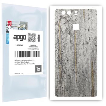 Folia naklejka skórka strukturalna na TYŁ do Huawei P9 -  Beton Złote Paski - apgo SKINS - apgo