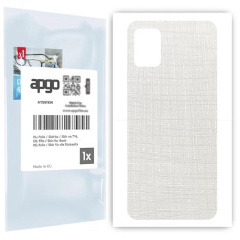 Folia naklejka skórka strukturalna na TYŁ do Samsung Galaxy A31 -  Tkanina Biała - apgo SKINS - apgo