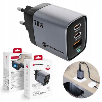 FORCELL ładowarka sieciowa 2 x Typ C + USB A PD QC4.0 SAM SFC2.0 3,45A 70W - Forcell