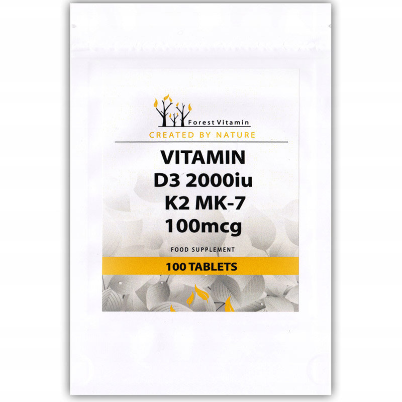 Zdjęcia - Witaminy i składniki mineralne Forest Suplement diety,  Vitamin Vitamin D3 2000Iu K2 Mk-7 100Mcg 100Tabs 
