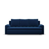 FORESTA - Sofa rozkładana, Trzyosobowa, Funkcja spania, Pojemnik na pościel, Ciemnoniebieski