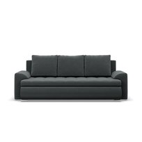 FORESTA - Sofa rozkładana, Trzyosobowa, Funkcja spania, Pojemnik na pościel, Ciemnoszary