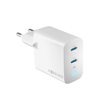 Forever Ładowarka sieciowa GaN PD QC TC-06-40CC 2x USB-C 40W biała - TelForceOne S.A.
