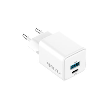 Forever Ładowarka sieciowa GaN PD QC TC-08-30AC 1x USB-C 1x USB 30W biała - TelForceOne S.A.