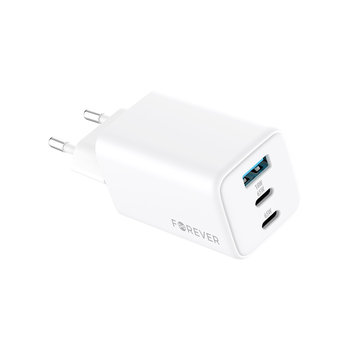 Forever Ładowarka sieciowa GaN PD QC TC-08-65ACC 2x USB-C 1x USB 65W biała - TelForceOne S.A.