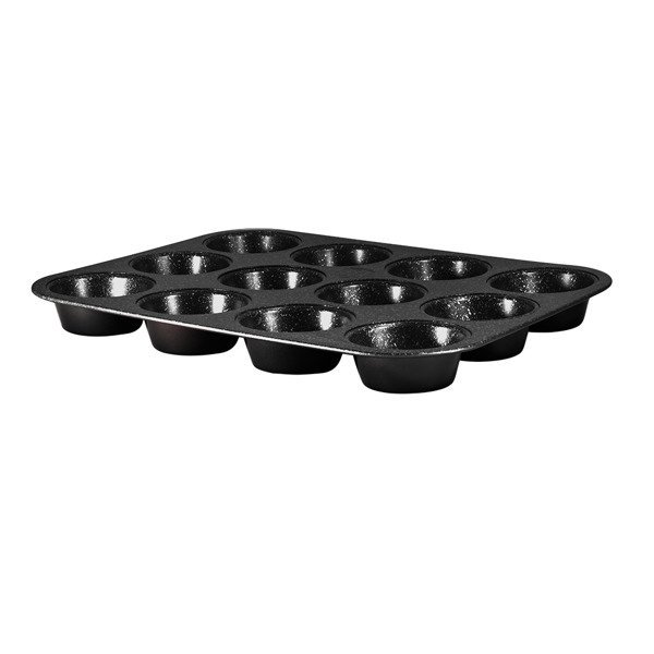 Forma do pieczenia muffiny 12 Berlinger Haus Black Silver Collection, czarny, 35x26,5x3 cm