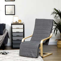 Fotel Accent, fotel rozkładany z regulowanym podnóżkiem, rama z drewna brzozowego, do 120 kg, 66,5 x 94 x 100 cm, szary