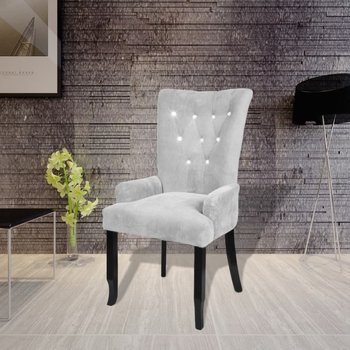Fotel aksamitny z drewnianą ramą vidaXL, srebrny,54x56x106 cm - vidaXL