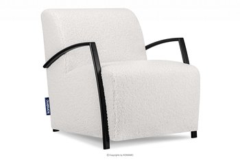 Fotel biały w tkaninie baranek z podłokietnikiem CARO Konsimo - Konsimo