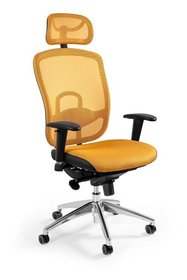 Fotel biurowy, ergonomiczny, mikrosiatka, Vip, żółty-Zdjęcie-0