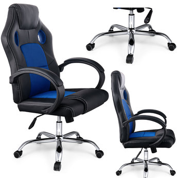 Fotel biurowy gamingowy kubełkowy PRO Racer DS - czarno/niebieski - MebloweLove