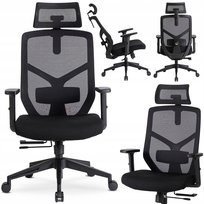 Fotel Biurowy Krzesło Obrotowe Ergonomiczny Gaming Regulowany Czarny BENTO