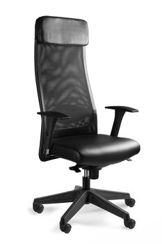 Fotel biurowy, obrotowy, Ares Soft, skóra naturalna, czarny - Unique