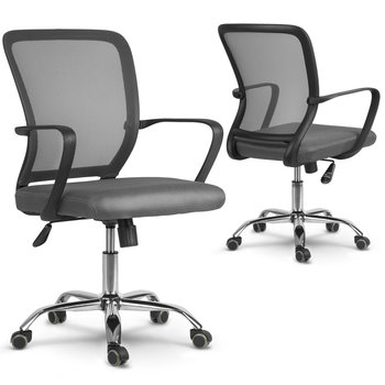 Fotel biurowy obrotowy krzesło biurowe mikrosiatka SOFOTEL Diran, szary, 97x56x56 cm - SOFOTEL