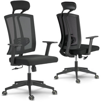 Fotel biurowy obrotowy krzesło biurowe mikrosiatka SOFOTEL Karun, czarny, 125x66x66 cm - SOFOTEL