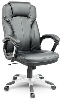 Fotel biurowy obrotowy krzesło biurowe skórzany SOFOTEL EG-222, czarny  - SOFOTEL