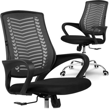 Fotel biurowy obrotowy krzesło biurowe z mikrosiatki Sofotel Denar czarny - SOFOTEL