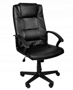 Fotel Biurowy Obrotowy Krzesło Bujanie Eko Skóra Czarne Kółka Regulacja - Bemi