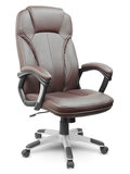 Fotel biurowy, obrotowy, skórzany, wygodny, miękki, brązowy Sofotel Eago - EAGO