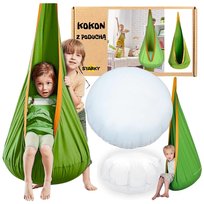 Fotel bujak kokon wiszący dla dzieci Montessori zielony