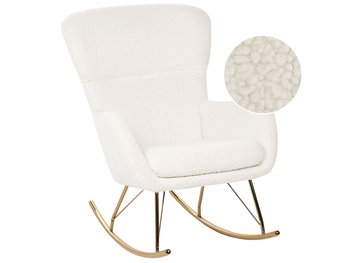 Fotel bujany boucle biały ze złotym ANASET - Beliani