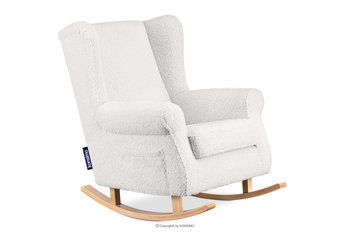 Fotel bujany z kieszenią w tkaninie baranek biały TULES Konsimo - Konsimo
