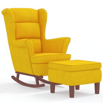 Fotel bujany z podnóżkiem, aksamit, żółty, 78x93x9 - Zakito Europe