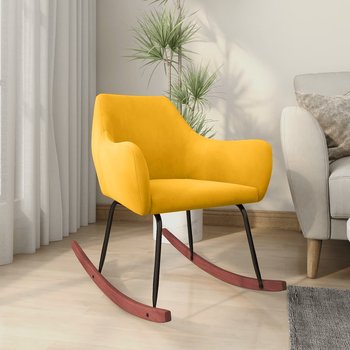 Fotel bujany, żółty, tapicerowany aksamitem - vidaXL