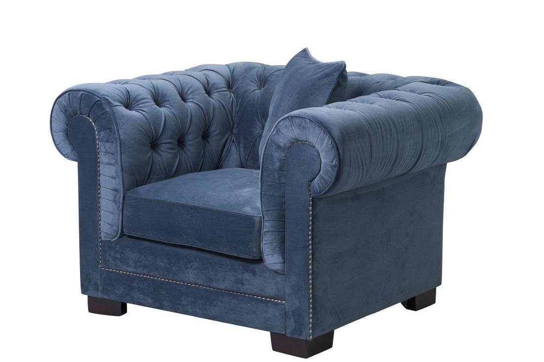 Fotel Chesterfield Classic, granatowy, 118x96x77 cm,