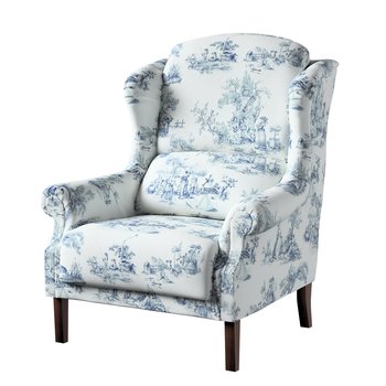 Fotel DEKORIA Avinon, ecru-niebieskie postacie, 85x74x107 cm - Dekoria