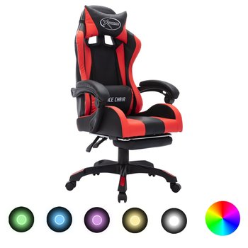 Fotel dla gracza z RGB LED, czerwono-czarny, sztuczna skóra - vidaXL