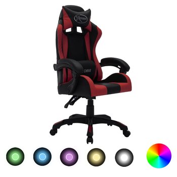 Fotel dla gracza z RGB LED, kolor wina i czarny, sztuczna skóra - vidaXL