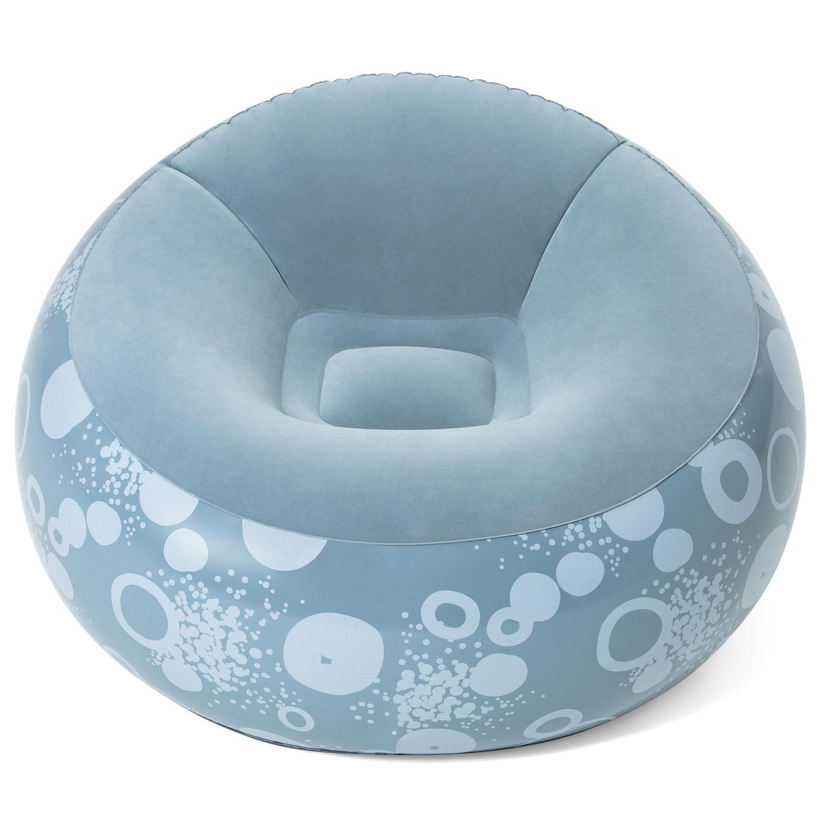 Fotel dmuchany welurowy pufa 112x112cm niebieski Bestway-Zdjęcie-0