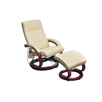 Fotel do masażu z podnóżkiem VIDAXL, kremowy - vidaXL