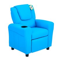 Fotel dziecięcy HOMCOM, mini fotel, sofa dziecięca dla dzieci w wieku 3-6 lat, funkcja rozkładania, wbudowany uchwyt na kubek, niebieski, 62 x 52 x 69 cm Homcom