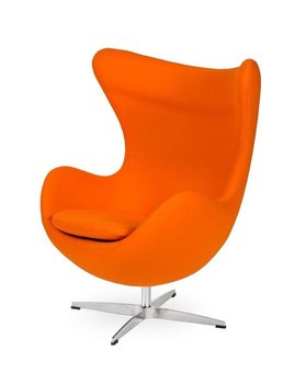 Fotel EGG CLASSIC marchewkowy.38 - wełna, podstawa aluminiowa - King Home