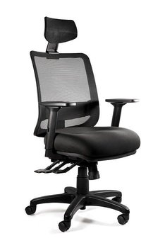 Fotel ergonomiczny, do biura, mikrosiatka, Saga Plus, czarny - Unique