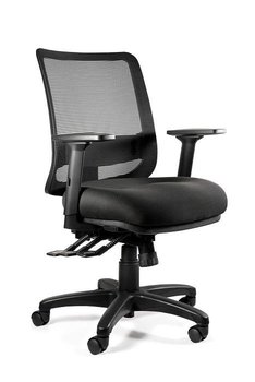 Fotel ergonomiczny, do biura, mikrosiatka, Saga Plus M, czarny - Unique