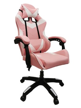 FOTEL GAMINGOWY GRACZA BIUROWY OBROTOWY KOMPUTEROWY MASAŻER KG108 RÓŻOWY - Kontrasto