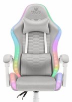 Fotel gamingowy Hell's Chair HC- 1000 Grey Szary Biały Tkanina LED RGB