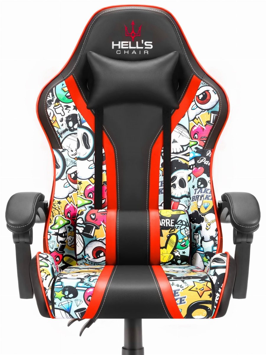 Фото - Комп'ютерне крісло HELLS Fotel gamingowy Hell's Chair HC-1005 Graffiti Skull Czaszki Kolorowy 