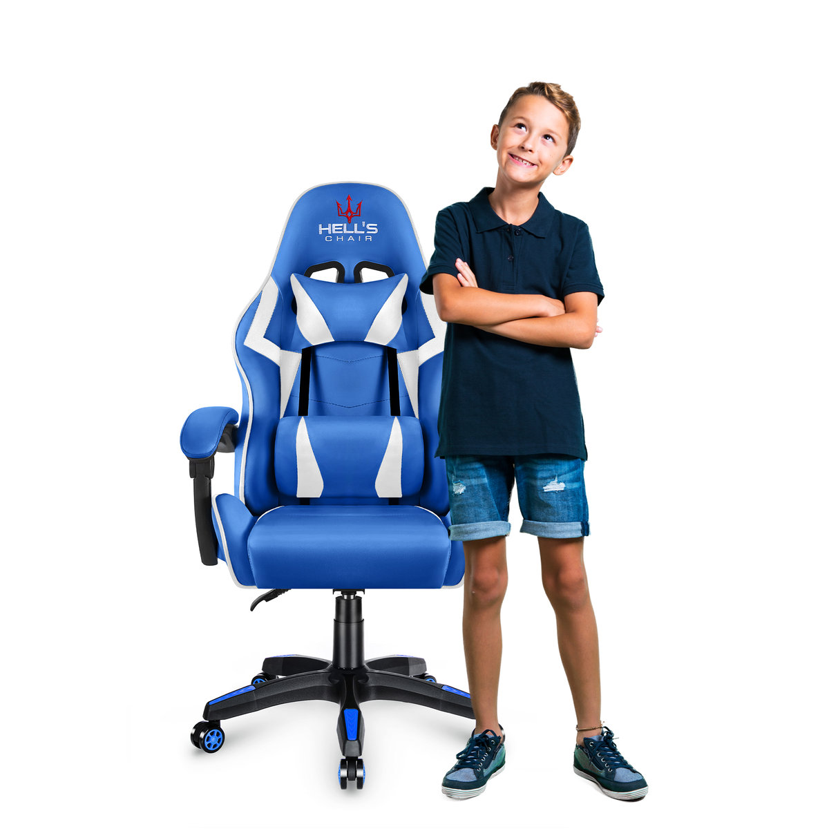 Фото - Комп'ютерне крісло HELLS Fotel gamingowy Hell's Chair HC- 1007 KIDS dla dzieci Blue Niebieski 