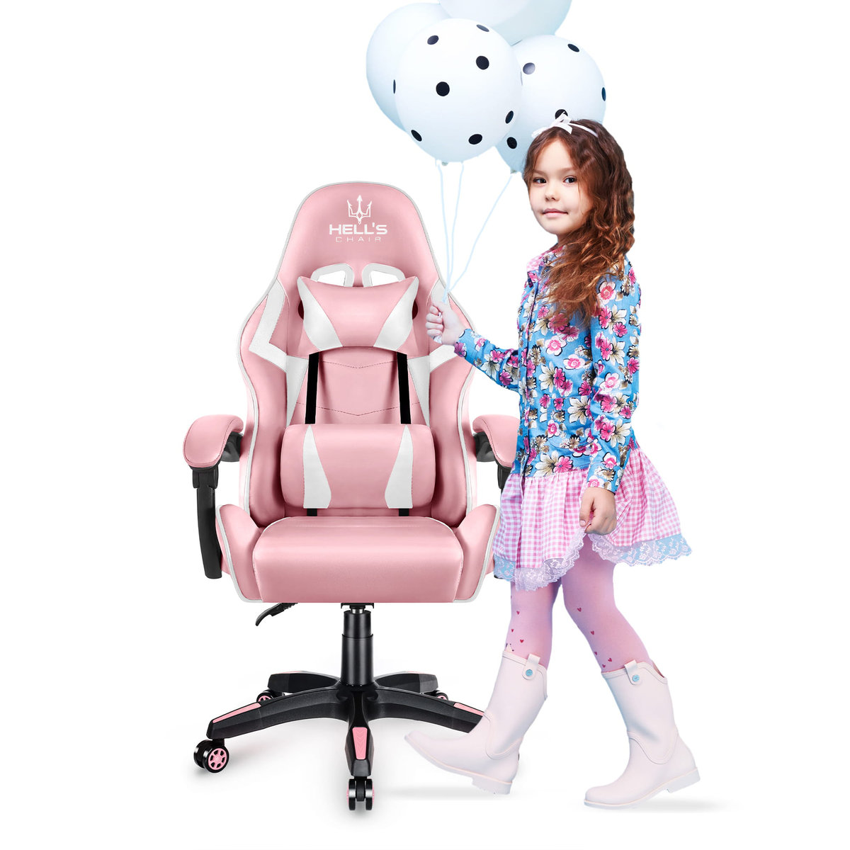 Фото - Комп'ютерне крісло HELLS Fotel gamingowy Hell's Chair HC- 1007 KIDS dla dzieci PINK Różowy 