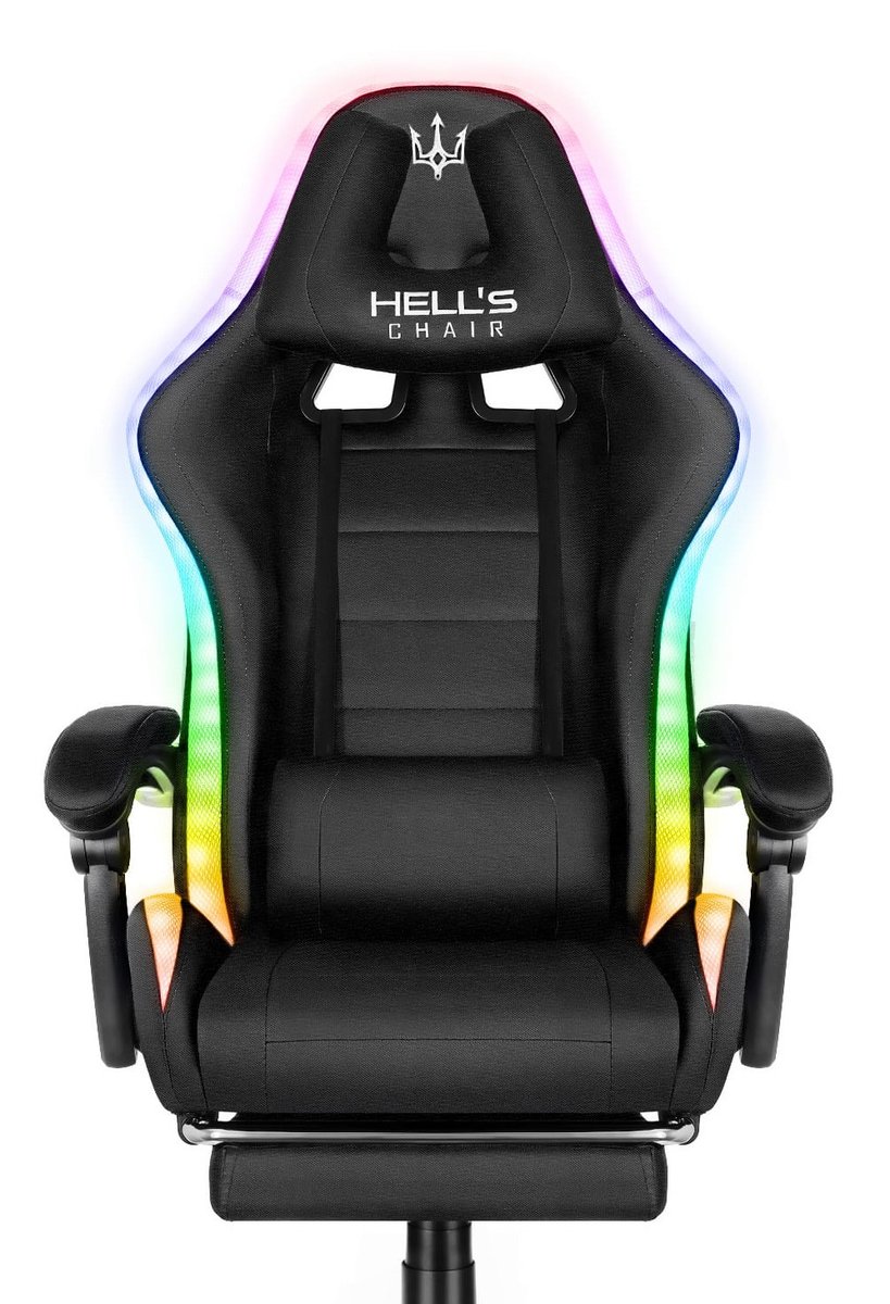 Zdjęcia - Fotel komputerowy HELLS Fotel gamingowy Hell's Chair HC- 1039 LED RGB Podświetlenie TKANINA 