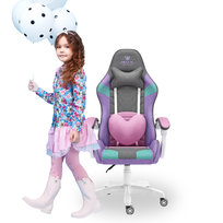 Fotel Gamingowy Hell's Chair Rainbow Kids Różowy TKANINA 2.0