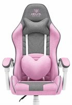 Fotel Gamingowy Hell's Chair Rainbow Różowy Szary Tkanina 2.0