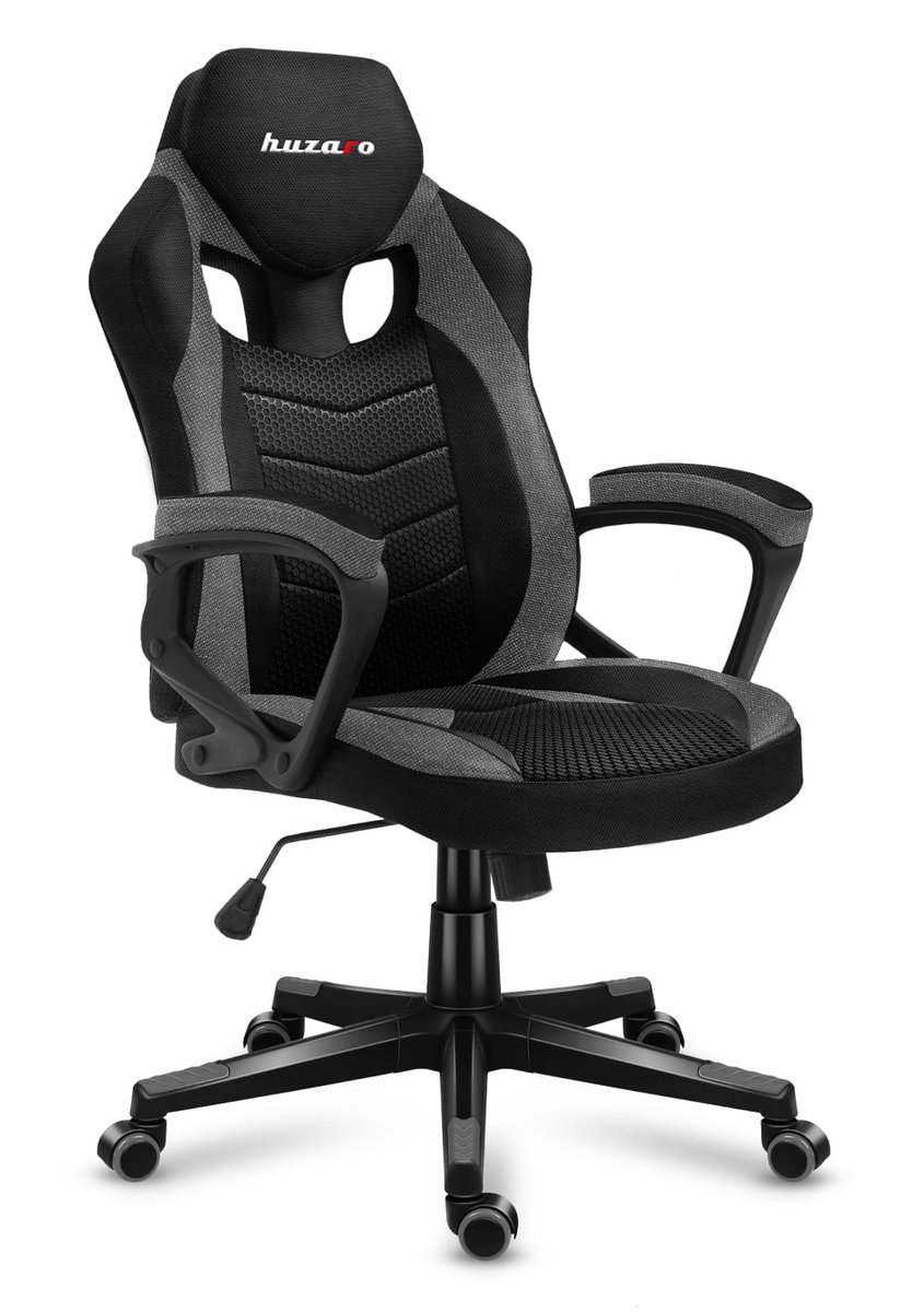 Fotel Gamingowy Huzaro Force 2.5 Grey mesh, oddychające tkaniny, ergonomiczna konstrukcja, funkcja bujania