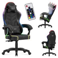 Fotel GAMINGOWY Huzaro Force 2.7 RGB Black, Welurowy, Stalowa rama, 2 poduszki